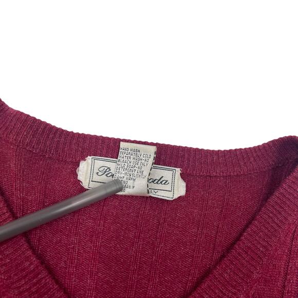 Poeta Moda Mens Vintage 90s Burgundy Cashmere Silk V-Neck Sweater Sz S - Picture 5 of 11